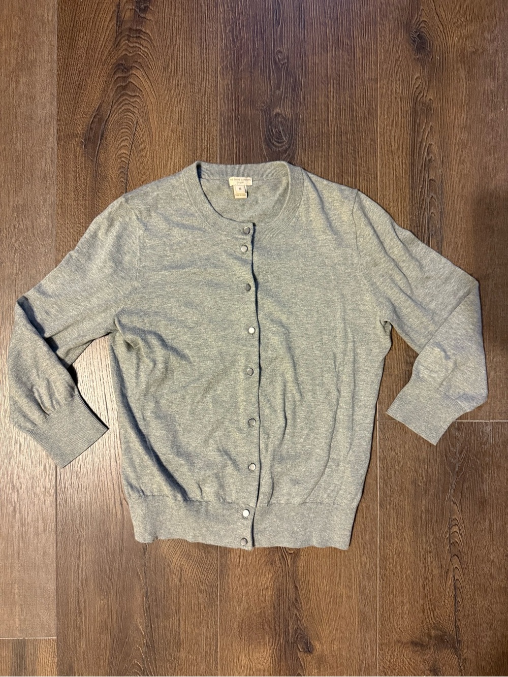 J. Crew Heather Gray Button-Front Women's Cardigan with 3/4 Sleeves